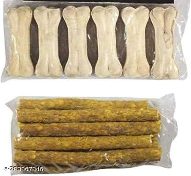 Pressed Dog Bone (4 Pcs) with Munchy Chicken Sticks (400 g) (Set of 2)